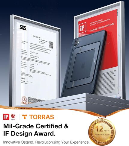 TORRAS Ostand for iPad Air 5th Generation Case iPad Air 4th Generation Case with Pencil Holder, Adjustable Dual Stand, Multi-Angle Viewing, Protective Translucent iPad Air Cover 10.9, Black in Saudi Arabia