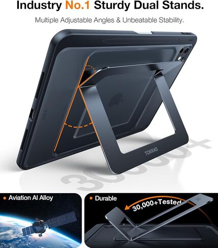 TORRAS Ostand for iPad Air 5th Generation Case iPad Air 4th Generation Case with Pencil Holder, Adjustable Dual Stand, Multi-Angle Viewing, Protective Translucent iPad Air Cover 10.9, Black in Saudi Arabia