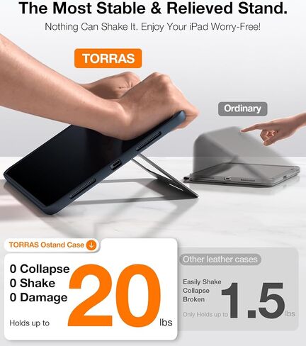 TORRAS Ostand for iPad Air 5th Generation Case iPad Air 4th Generation Case with Pencil Holder, Adjustable Dual Stand, Multi-Angle Viewing, Protective Translucent iPad Air Cover 10.9, Black in Saudi Arabia