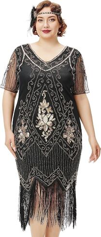 BABEYOND Great Gatsby Dresses for Women Plus Size Cocktail Dress 1920s Flapper Costume for Women Red and Black in Saudi Arabia