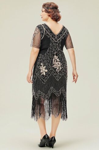 BABEYOND Great Gatsby Dresses for Women Plus Size Cocktail Dress 1920s Flapper Costume for Women Red and Black in Saudi Arabia