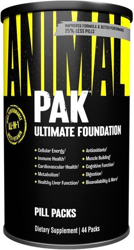 Animal Pak - Convenient Multivitamin for Men & Women Daily All-in-One Vitamin & Supplement Pack - Zinc, Vitamins C, B, D, Amino Acids, and Immune Support - Sports Nutrition Performance - 44 Count in Kuwait