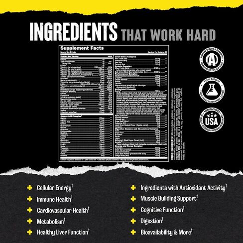 Animal Pak - Convenient Multivitamin for Men & Women Daily All-in-One Vitamin & Supplement Pack - Zinc, Vitamins C, B, D, Amino Acids, and Immune Support - Sports Nutrition Performance - 44 Count in Kuwait