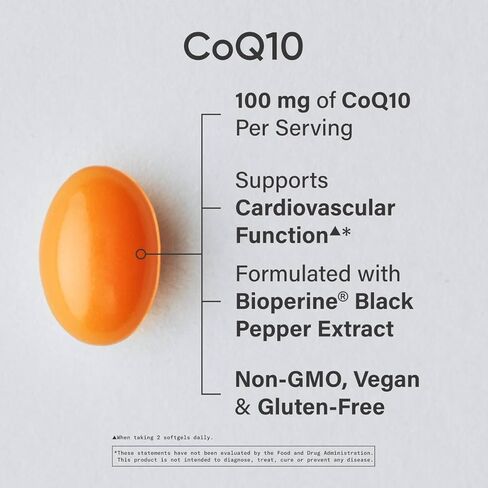 أبحاث رياضية CoQ10 (100mg) معززة مع زيت جوز الهند والبيوبير (الفلفل الأسود) لتحسين الامتصاص | مصدقة نباتية ، غير محدد من غير المعدل وراثيًا (120 خضروات ناعمة) in Kuwait
