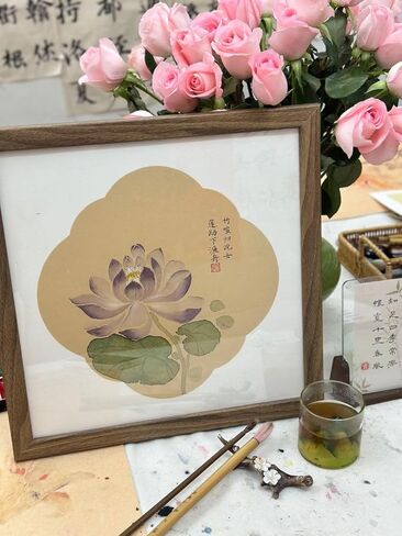 KZ185 Hmay شيكيشي الناعم المثبت مسبقًا مع ورق Jingxian Raw Xuan / Shikishi الصيني لطلاء Sumie وخط الفرشاة 10 ورقات (مربع 33 سم، 12.99 بوصة) (8) in Kuwait