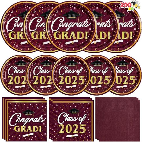 JOYIN 200 Pcs Graduation Party Plates and Napkins Dinnerware Set Supplies, 2024 Blue Disposable Dessert Paper Plates Luncheon Cocktail Napkins for Congrats Grad Graduation Decorations, Serve 50 in Saudi Arabia