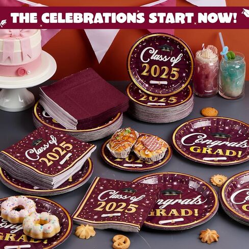 JOYIN 200 Pcs Graduation Party Plates and Napkins Dinnerware Set Supplies, 2024 Blue Disposable Dessert Paper Plates Luncheon Cocktail Napkins for Congrats Grad Graduation Decorations, Serve 50 in Saudi Arabia