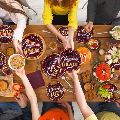 JOYIN 200 Pcs Graduation Party Plates and Napkins Dinnerware Set Supplies, 2024 Blue Disposable Dessert Paper Plates Luncheon Cocktail Napkins for Congrats Grad Graduation Decorations, Serve 50 in Saudi Arabia