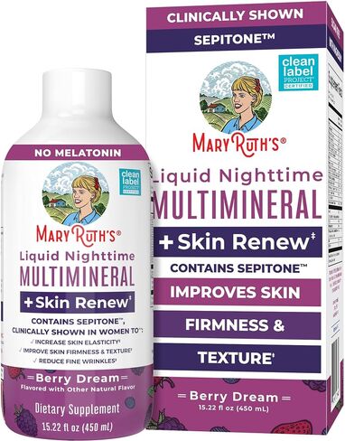 Maryruth's Liquid Light Time Liquid MultiMineral + Reneveled Skin | يظهر سريريًا في النساء للحد من التجاعيد الدقيقة وتحسين ثبات الجلد | Sepitone | لا الميلاتونين | المغنيسيوم | نباتي | 30 حصص in Saudi Arabia