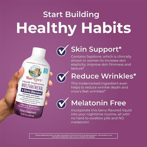 Maryruth's Liquid Light Time Liquid MultiMineral + Reneveled Skin | يظهر سريريًا في النساء للحد من التجاعيد الدقيقة وتحسين ثبات الجلد | Sepitone | لا الميلاتونين | المغنيسيوم | نباتي | 30 حصص in Saudi Arabia