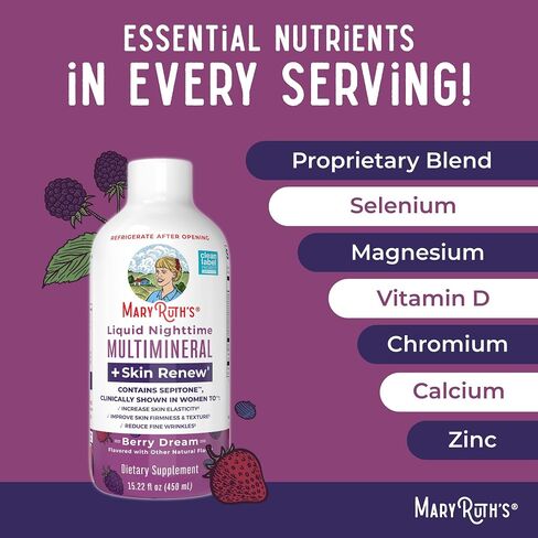 Maryruth's Liquid Light Time Liquid MultiMineral + Reneveled Skin | يظهر سريريًا في النساء للحد من التجاعيد الدقيقة وتحسين ثبات الجلد | Sepitone | لا الميلاتونين | المغنيسيوم | نباتي | 30 حصص in Saudi Arabia