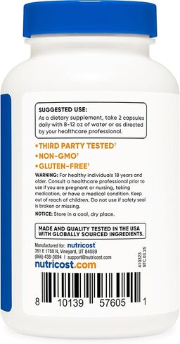 Nutricost Sodium Bicarbonate (2,500mg) 120 Capsules - GMO-Free, Gluten Free, Vegan, 60 Servings in Saudi Arabia