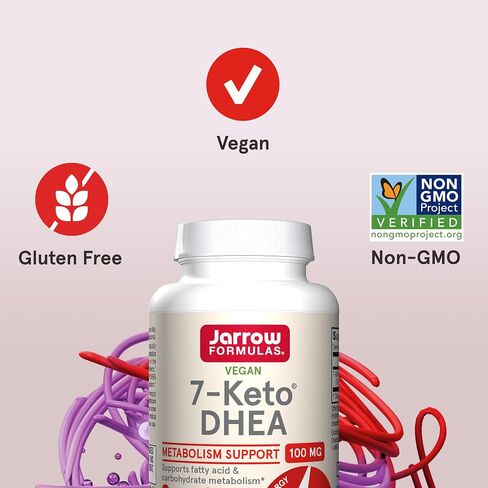 Jarrow Formulas 7-Keto DHEA 100 mg - Up to 90 Servings (Veggie Caps) Dietary Supplement - Carbohydrate Metabolism Support - Non-GMO - Gluten Free - Vegan in Saudi Arabia