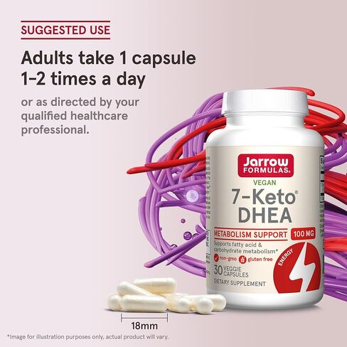 Jarrow Formulas 7 -Keto Dhea 100 mg - ما يصل إلى 90 حصص (قبعات الخضروات) المكمل الغذائي - دعم استقلاب الكربوهيدرات - غير المعدلة وراثيا - خالية من الغلوتين - نباتي - نباتي in Saudi Arabia