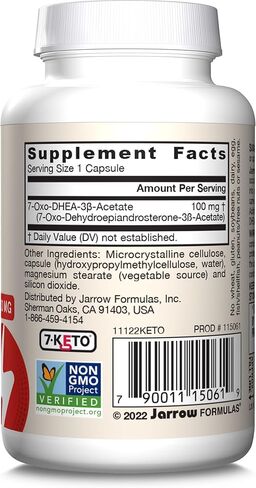 Jarrow Formulas 7 -Keto Dhea 100 mg - ما يصل إلى 90 حصص (قبعات الخضروات) المكمل الغذائي - دعم استقلاب الكربوهيدرات - غير المعدلة وراثيا - خالية من الغلوتين - نباتي - نباتي in Saudi Arabia