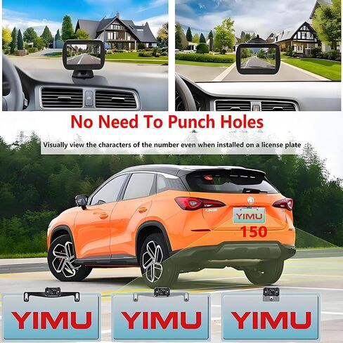 HD 1080P Car Backup Camera with 5-Inch Monitor, Night Vision, DIY Guide Lines, Waterproof, Reverse Camera with Two Beackets for Easy Install for Trucks, SUVs and Pickups-YIMU K5001 in Kuwait
