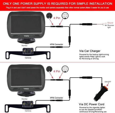 HD 1080P Car Backup Camera with 5-Inch Monitor, Night Vision, DIY Guide Lines, Waterproof, Reverse Camera with Two Beackets for Easy Install for Trucks, SUVs and Pickups-YIMU K5001 in Kuwait