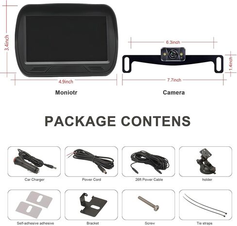 HD 1080P Car Backup Camera with 5-Inch Monitor, Night Vision, DIY Guide Lines, Waterproof, Reverse Camera with Two Beackets for Easy Install for Trucks, SUVs and Pickups-YIMU K5001 in Kuwait