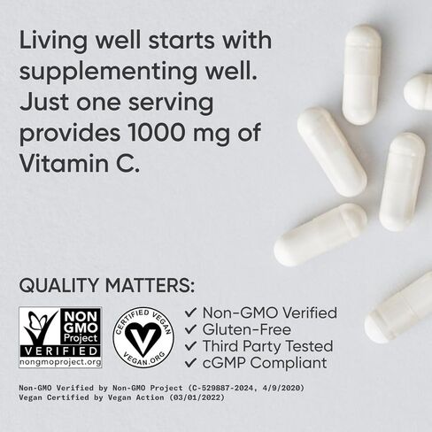 Sports Research Vitamin C 1000mg - Non-GMO Project Verified Ascorbic Acid Vitamin C Supplement for Immune Support & Antioxidant Protection | Vegan Friendly, 8 Month Supply (240 Count) in Saudi Arabia