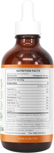 Monk Fruit & Stevia Liquid Sweetener Drops - Natural Sweeteners & Sugar Alternatives - Delicious Blend with No Bitter Aftertaste - Concentrated Sweetener Liquid Drops Extract – 16 FL OZ (3200 Servings) in Saudi Arabia
