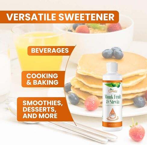 Monk Fruit & Stevia Liquid Sweetener Drops - Natural Sweeteners & Sugar Alternatives - Delicious Blend with No Bitter Aftertaste - Concentrated Sweetener Liquid Drops Extract – 16 FL OZ (3200 Servings) in Saudi Arabia
