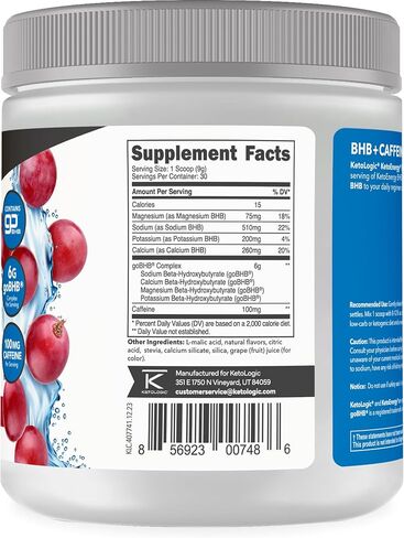 الكيتولوجية BHB Ketoenergy ketones ketones ketones مع الكافيين | التوت عصير الليمون - 30 خدمة | يدعم انخفاض الكربوهيدرات ، كيتو النظام الغذائي وتعزيز الطاقة ، التركيز | ملحق keto قبل التمرين ، بيتا هيدروكسي بيوتيرا in Kuwait
