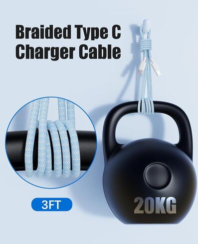 10FT Long USB C to USB C Cable for Apple iPhone 15, 60W Type C to Type C Charger Cable Fast Charging for iPhone 15 Pro Max Plus, Samsung Galaxy S24 S23,iPad Pro Air,MacBook Pro Air (2Pack) in Saudi Arabia