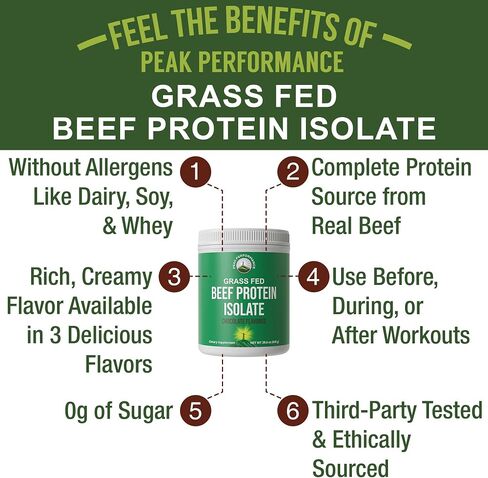 Grass Fed Beef Protein Powder - Lactose Free Great Tasting Beef Protein Isolate. Complete Animal Based Non Dairy Paleo Carnivore Supplement for Prime Muscle Building. No Whey. Unflavored in Saudi Arabia