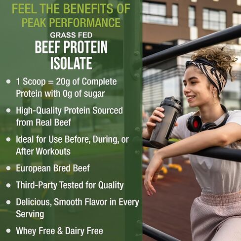 Grass Fed Beef Protein Powder - Lactose Free Great Tasting Beef Protein Isolate. Complete Animal Based Non Dairy Paleo Carnivore Supplement for Prime Muscle Building. No Whey. Unflavored in Saudi Arabia