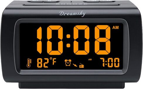 DreamSky Alarm Clock Radio for Bedrooms with Battery Backup | Large Numbers with Dimmer Wheel, USB Port, Bedside Digital FM Radio with Sleep Timer, Temperature, Adjustable Volume, Snooze in Saudi Arabia