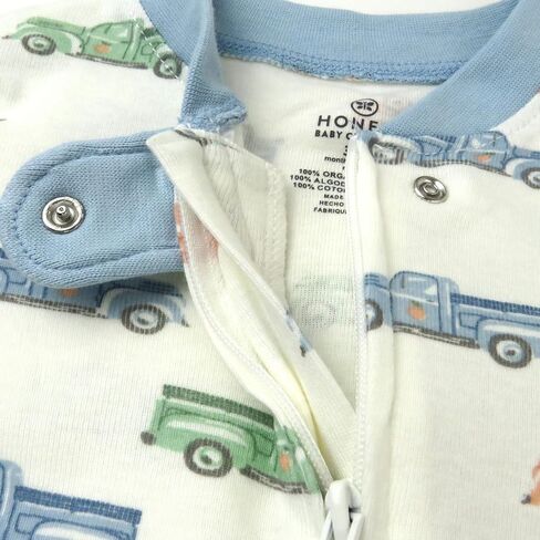 HonestBaby Sleep and Play Footed Pajamas One-Piece Sleeper Jumpsuit Zip-Front Pjs Organic Cotton for Baby Boys, Unisex in Saudi Arabia