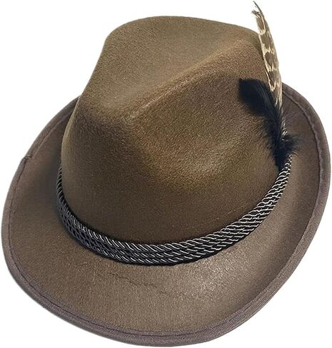 Top Hat Fedora Unisex Jazz Feather Felt Hat Costume Cosplay Cap in Kuwait