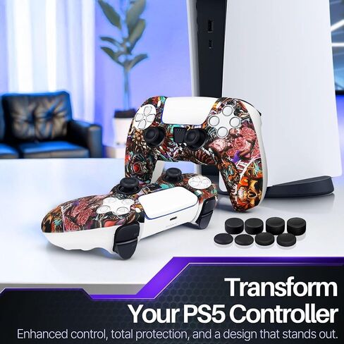 TNP PS5 Controller Cover, Silicone Skin with 8 Thumb Grips, Native Lore | Anti-Slip Textured Sleeve with Precise Cutouts for Buttons, Ports and Touchpad; Controller Not Included, Dock Fit May Vary in Kuwait
