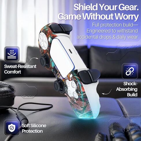 TNP PS5 Controller Cover, Silicone Skin with 8 Thumb Grips, Native Lore | Anti-Slip Textured Sleeve with Precise Cutouts for Buttons, Ports and Touchpad; Controller Not Included, Dock Fit May Vary in Kuwait