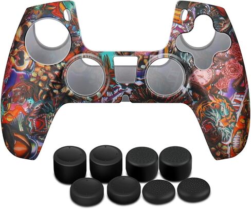 TNP PS5 Controller Cover, Silicone Skin with 8 Thumb Grips, Native Lore | Anti-Slip Textured Sleeve with Precise Cutouts for Buttons, Ports and Touchpad; Controller Not Included, Dock Fit May Vary in Kuwait