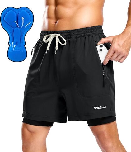 Bikewa Men's Mountain Bike Shorts 4D Padded Loose-fit Cycling Biking Bicycle Riding Biker Shorts for Men Zipper Pockets in Kuwait