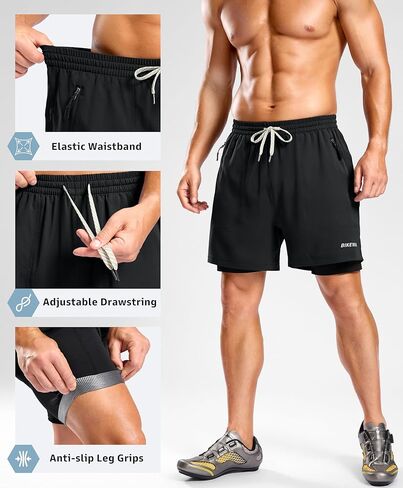 Bikewa Men's Mountain Bike Shorts 4D Padded Loose-fit Cycling Biking Bicycle Riding Biker Shorts for Men Zipper Pockets in Kuwait