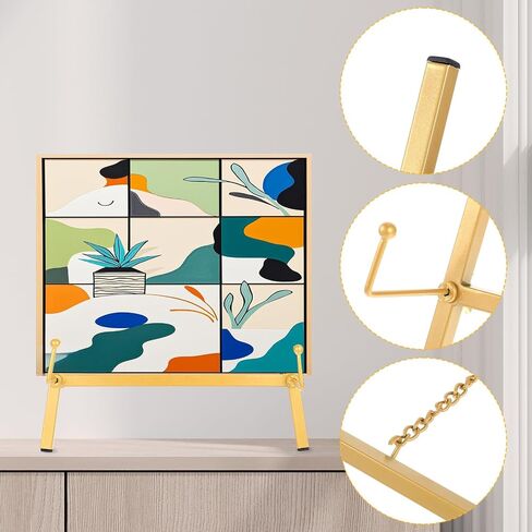 Gold Metal Easel Stand, 16.5" H x 8.7" W x 4.3" D Tabletop Easel Stand Holder Art Picture Tripod Mirror Modern Plate Holder for Display Book Photo Wedding Sign in Saudi Arabia