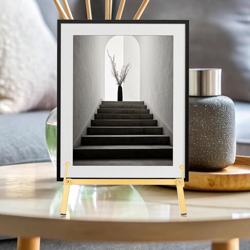 Gold Metal Easel Stand, 16.5" H x 8.7" W x 4.3" D Tabletop Easel Stand Holder Art Picture Tripod Mirror Modern Plate Holder for Display Book Photo Wedding Sign in Saudi Arabia