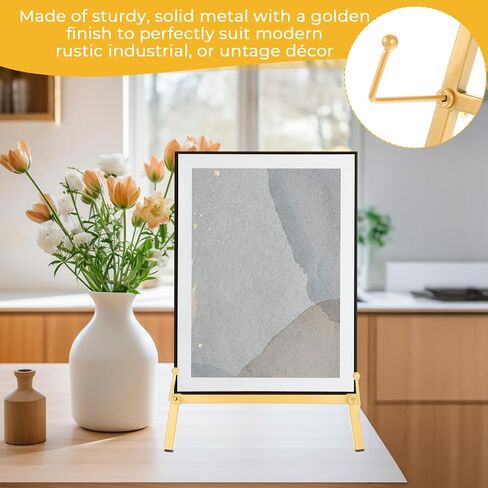 Gold Metal Easel Stand, 16.5" H x 8.7" W x 4.3" D Tabletop Easel Stand Holder Art Picture Tripod Mirror Modern Plate Holder for Display Book Photo Wedding Sign in Saudi Arabia