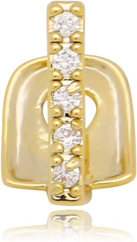 Canjoyn 18K Gold Silver Pave Full CZ Bar Grillz Teath Top and 6 Bottom Set Grills + Extra صب قضبان in Kuwait