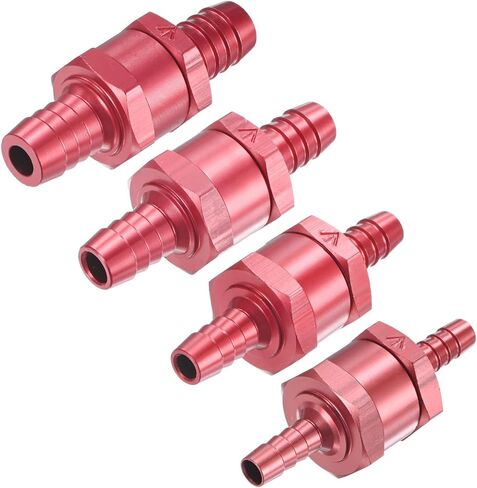 صمام فحص زيت الوقود 4-الحزمة ، 1/2 "1/4" 3/8 "5/16" سبيكة الألومنيوم غير عودة في اتجاه واحد التحقق من خط الوقود/البنزين/الديزل/الماء/الزيت/الغاز [الأحمر] in Saudi Arabia