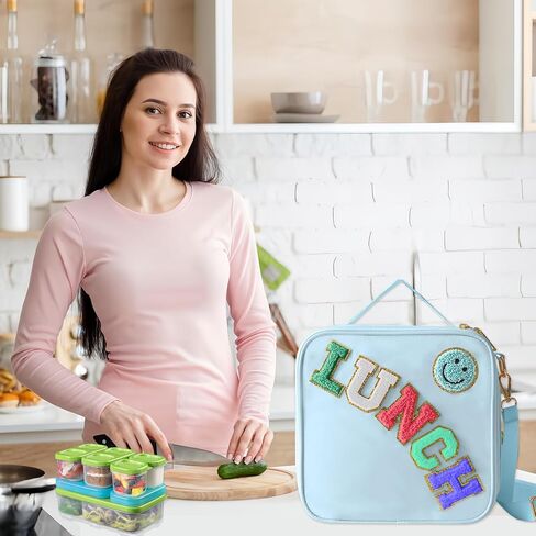 حقيبة غداء معزولة مع حزام كتف قابل للتعديل ، صندوق غداء نايلون بريبي كبير حقيبة الغداء المعزولة معاد إعادة الاستخدام مع حقيبة غداء مبتسم بريبي للفتيات المدارس سفر النزهة (Rosy Red) in Kuwait