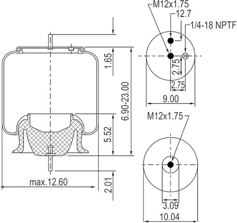 Mytee Products 4 Pk Heavy Duty Air Spring Bag - Rolling Lobe Air Suspension Spring Replaces 1R12-654, Goodyear 1R12-1049, STM1R12654, Mack 21244322, Dayton Parts 352-8468, 452-8468, Meritor AS8468 in Saudi Arabia