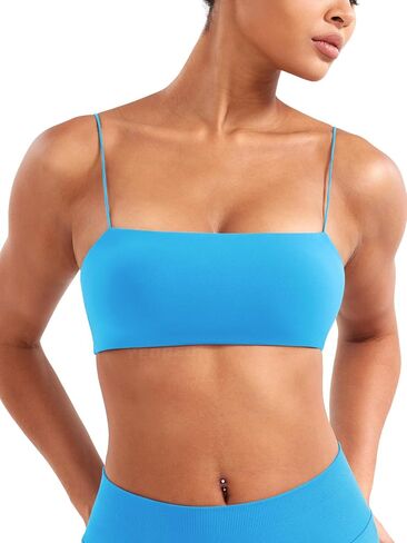 YEOREO Women's Spaghetti Strap Sports Bra Enidy Square Neck Yoga Wireless Low Impact Padded Seamless Cami Crop Top in Kuwait