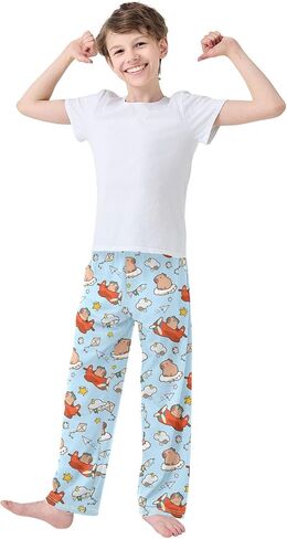 كرتون Capybara Pilot Blue Pants Pajama Pants ، Soft Sleepwear Lounge Pants Pajama PJ القيعان لمدة 6-14 سنوات in Saudi Arabia