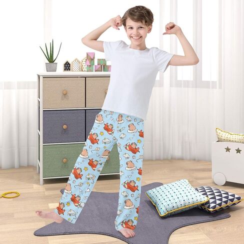 كرتون Capybara Pilot Blue Pants Pajama Pants ، Soft Sleepwear Lounge Pants Pajama PJ القيعان لمدة 6-14 سنوات in Saudi Arabia