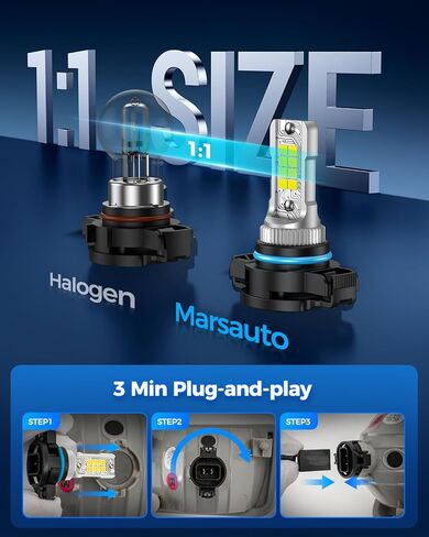 Marsauto H10/9140/9145 LED مصابيح الضباب LED ، تركيب ناجح 100 ٪ ، 10000 لامع 600 ٪ من المصابيح LED 6000K ، 9040 9045 أضواء الضباب للسيارات والشاحنات ، سيارات الدفع الرباعي ، غير القطب. in Kuwait