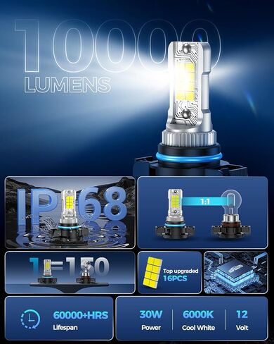 Marsauto H10/9140/9145 LED مصابيح الضباب LED ، تركيب ناجح 100 ٪ ، 10000 لامع 600 ٪ من المصابيح LED 6000K ، 9040 9045 أضواء الضباب للسيارات والشاحنات ، سيارات الدفع الرباعي ، غير القطب. in Kuwait