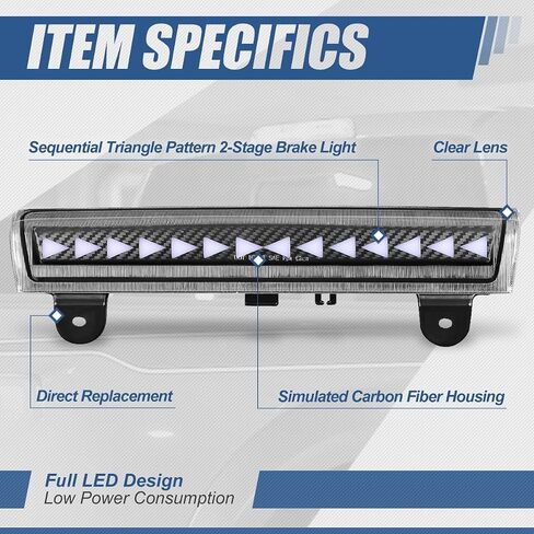 مصباح إيقاف ضوء الفرامل LED الثالث الثالث عالي الجودة من Auto Dynasty Red متوافق مع Chevy Tahoe Suburban GMC Yukon XL GMT800 00-06 in Kuwait